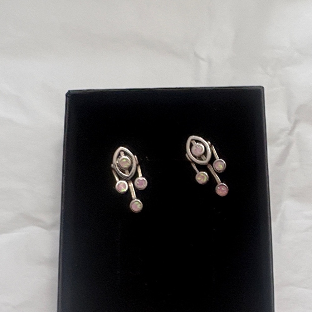 Earrings Silver and Pink opal